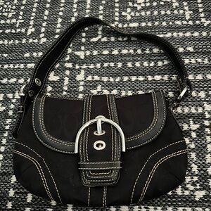 Coach Black Shoulder Bag with Silver Accents